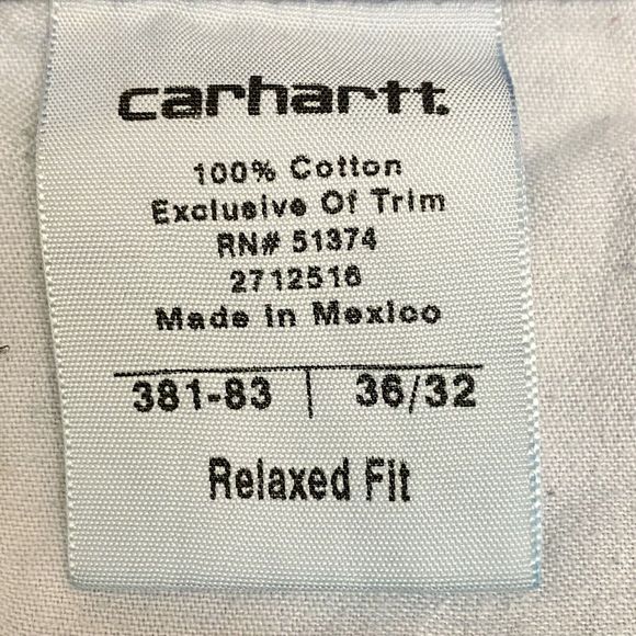 Carhartt 381-83 Relaxed Fit Men’s 36x32 Heavy Denim Dark Wash Work Blue Jeans - Picture 6 of 7